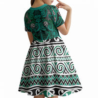 Aotearoa Iwi Ngai Tahu Kid Short Sleeve Dress Maori Wharenui House Tribal Pattern LT9 - Polynesian Pride