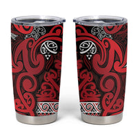 Aotearoa Iwi Ngati Kahungunu Tumbler Cup Maori Wharenui House Tribal Pattern LT9 Dark red - Polynesian Pride