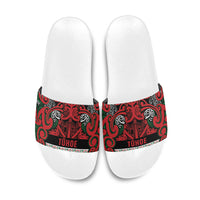 Aotearoa Iwi Tuhoe Slide Sandals Maori Wharenui House Tribal Pattern LT9 Green Red - Polynesian Pride