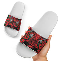 Aotearoa Iwi Tuhoe Slide Sandals Maori Wharenui House Tribal Pattern LT9 - Polynesian Pride