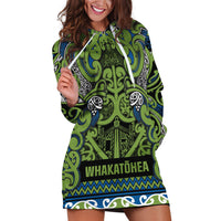 Aotearoa Iwi Whakatohea Hoodie Dress Maori Wharenui House Tribal Pattern LT9 Olive green - Polynesian Pride