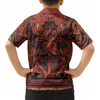 Aotearoa Iwi Rongowhakaata Kid Hawaiian Shirt Maori Wharenui House Tribal Pattern LT9 - Polynesian Pride