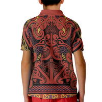 Aotearoa Iwi Rongowhakaata Kid Polo Shirt Maori Wharenui House Tribal Pattern LT9 - Polynesian Pride