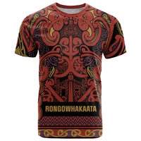Aotearoa Iwi Rongowhakaata T Shirt Maori Wharenui House Tribal Pattern LT9 Brick Red - Polynesian Pride