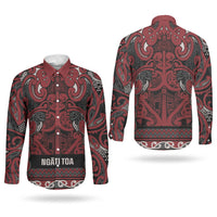 Aotearoa Iwi Ngati Toa Couples Matching Mermaid Dress and Long Sleeve Button Shirt Maori Wharenui House Tribal Pattern LT9 - Polynesian Pride