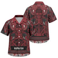 Aotearoa Iwi Ngati Toa Family Matching Long Sleeve Bodycon Dress and Hawaiian Shirt Maori Wharenui House Tribal Pattern LT9 Son's Shirt Dark Red - Polynesian Pride