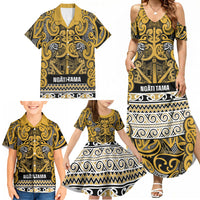 Aotearoa Iwi Ngāti Tama ki Te Waipounamu Trust Family Matching Summer Maxi Dress and Hawaiian Shirt Maori Wharenui House Tribal Pattern LT9 - Polynesian Pride