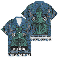 Aotearoa Iwi Ngati Mutunga Family Matching Long Sleeve Bodycon Dress and Hawaiian Shirt Maori Wharenui House Tribal Pattern LT9 Dad's Shirt - Short Sleeve Ocean Blue - Polynesian Pride