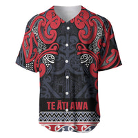 Aotearoa Iwi Te ati Awa Baseball Jersey Maori Wharenui House Tribal Pattern LT9 Bright Red - Polynesian Pride