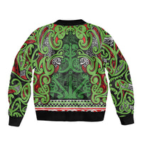 Aotearoa Iwi Ngati Maru Hauraki Sleeve Zip Bomber Jacket Maori Wharenui House Tribal Pattern LT9 - Polynesian Pride