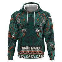 Aotearoa Iwi Ngāti Maru Taranaki Hoodie Maori Wharenui House Tribal Pattern LT9 Pullover Hoodie Deep Teal - Polynesian Pride