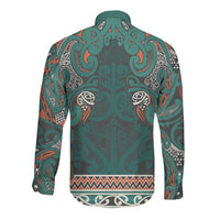 Aotearoa Iwi Ngāti Maru Taranaki Long Sleeve Button Shirt Maori Wharenui House Tribal Pattern LT9 - Polynesian Pride