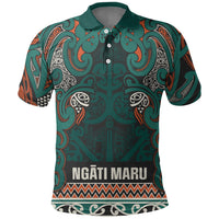 Aotearoa Iwi Ngāti Maru Taranaki Polo Shirt Maori Wharenui House Tribal Pattern LT9 Deep Teal - Polynesian Pride