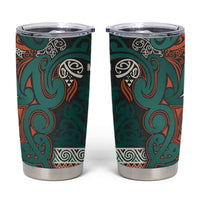 Aotearoa Iwi Ngāti Maru Taranaki Tumbler Cup Maori Wharenui House Tribal Pattern LT9 Deep Teal - Polynesian Pride