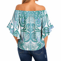Aotearoa Iwi Ngati Paoa Off Shoulder Wrap Waist Top Maori Wharenui House Tribal Pattern LT9 - Polynesian Pride