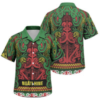 Aotearoa Iwi Ngati Hine Family Matching Off The Shoulder Long Sleeve Dress and Hawaiian Shirt Maori Wharenui House Tribal Pattern LT9 Son's Shirt Deep Green - Polynesian Pride