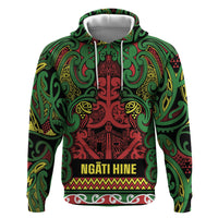 Aotearoa Iwi Ngati Hine Hoodie Maori Wharenui House Tribal Pattern LT9 Pullover Hoodie Deep Green - Polynesian Pride