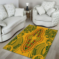 Africa Dashiki Area Rug African Tribal Art Mixed Polynesian Tattoo Gold Color Unique LT9 - Polynesian Pride