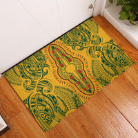 Africa Dashiki Rubber Doormat African Tribal Art Mixed Polynesian Tattoo Gold Color Unique LT9 Gold - Polynesian Pride