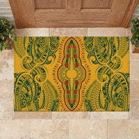 Africa Dashiki Rubber Doormat African Tribal Art Mixed Polynesian Tattoo Gold Color Unique LT9 - Polynesian Pride