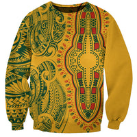 Africa Dashiki Sweatshirt African Tribal Art Mixed Polynesian Tattoo Gold Color Unique LT9 Unisex Gold - Polynesian Pride