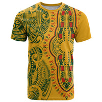 Africa Dashiki T Shirt African Tribal Art Mixed Polynesian Tattoo Gold Color Unique LT9 Gold - Polynesian Pride