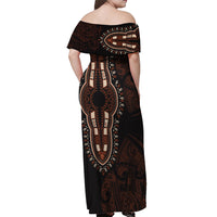 Africa Dashiki Off Shoulder Maxi Dress African Tribal Art Mixed Polynesian Tattoo Red Color Unique LT9 - Polynesian Pride