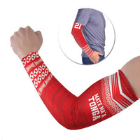 Custom Mate Ma'a Tonga Heritage Arm Sleeves Pacific Tribal Rugby Red Edition LT9 Set of 2 Red - Polynesian Pride