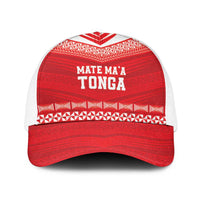 Mate Ma'a Tonga Heritage Baseball Net Cap Pacific Tribal Rugby Red Edition LT9 One Size White Red - Polynesian Pride