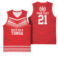 Custom Mate Ma'a Tonga Heritage Basketball Jersey Pacific Tribal Rugby Red Edition LT9 - Polynesian Pride