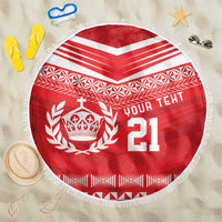 Custom Mate Ma'a Tonga Heritage Beach Blanket Pacific Tribal Rugby Red Edition LT9 One Size 150cm Red - Polynesian Pride