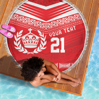 Custom Mate Ma'a Tonga Heritage Beach Blanket Pacific Tribal Rugby Red Edition LT9 - Polynesian Pride