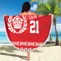 Custom Mate Ma'a Tonga Heritage Beach Blanket Pacific Tribal Rugby Red Edition LT9 - Polynesian Pride