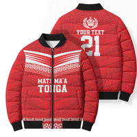 Custom Mate Ma'a Tonga Heritage Bomber Puffer Jacket Pacific Tribal Rugby Red Edition LT9 - Polynesian Pride
