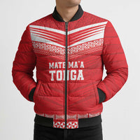 Custom Mate Ma'a Tonga Heritage Bomber Puffer Jacket Pacific Tribal Rugby Red Edition LT9 - Polynesian Pride