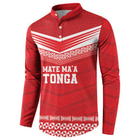 Custom Mate Ma'a Tonga Heritage Button Sweatshirt Pacific Tribal Rugby Red Edition LT9 - Polynesian Pride