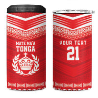 Custom Mate Ma'a Tonga Heritage 4 in 1 Can Cooler Tumbler Pacific Tribal Rugby Red Edition LT9 One Size: 16 oz Red - Polynesian Pride