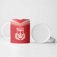 Custom Mate Ma'a Tonga Heritage Ceramic Mug Pacific Tribal Rugby Red Edition LT9 - Polynesian Pride