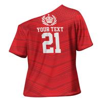 Custom Mate Ma'a Tonga Heritage Cross Shoulder Shirt Pacific Tribal Rugby Red Edition LT9 - Polynesian Pride