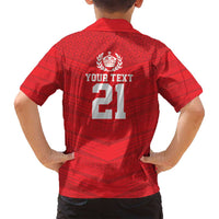 Custom Mate Ma'a Tonga Heritage Family Matching Puletasi and Hawaiian Shirt Pacific Tribal Rugby Red Edition LT9 - Polynesian Pride