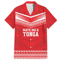 Custom Mate Ma'a Tonga Heritage Family Matching Puletasi and Hawaiian Shirt Pacific Tribal Rugby Red Edition LT9 Dad's Shirt - Short Sleeve Red - Polynesian Pride