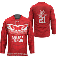 Custom Mate Ma'a Tonga Heritage Hockey Jersey Pacific Tribal Rugby Red Edition LT9 - Polynesian Pride