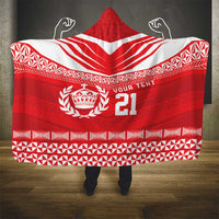 Custom Mate Ma'a Tonga Heritage Hooded Blanket Pacific Tribal Rugby Red Edition - Polynesian Pride