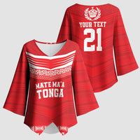 Custom Mate Ma'a Tonga Heritage Kimono Sleeve Blouse Pacific Tribal Rugby Red Edition LT9 - Polynesian Pride