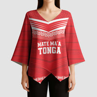Custom Mate Ma'a Tonga Heritage Kimono Sleeve Blouse Pacific Tribal Rugby Red Edition LT9 - Polynesian Pride