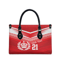 Custom Mate Ma'a Tonga Heritage Leather Bag Pacific Tribal Rugby Red Edition - Polynesian Pride