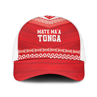 Mate Ma'a Tonga Heritage Mesh Trucker Cap Pacific Tribal Rugby Red Edition LT9 One Size White Red - Polynesian Pride