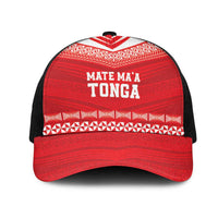 Mate Ma'a Tonga Heritage Mesh Trucker Cap Pacific Tribal Rugby Red Edition LT9 One Size Black Red - Polynesian Pride