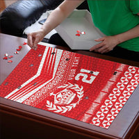 Custom Mate Ma'a Tonga Heritage Puzzle Pacific Tribal Rugby Red Edition LT9 - Polynesian Pride