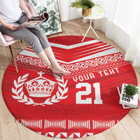 Custom Mate Ma'a Tonga Heritage Round Carpet Pacific Tribal Rugby Red Edition - Polynesian Pride